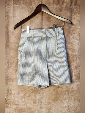 ZARA Blue White Striped High-Waist Shorts – Size XS